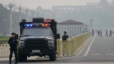 Armed police in Beijing's Tiananmen Square, 31 October 2013