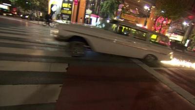 Car and sparks on Tokyo street