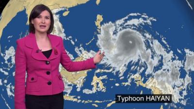 Helen Willetts shows the progress of Typhoon Haiyan