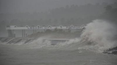 Waves hit the coast in the Philippines