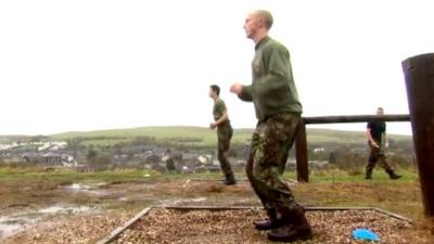 Young recruits at army college training