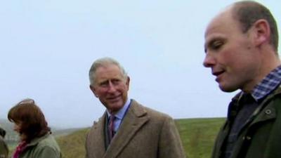 Prince Charles visiting a hill farm