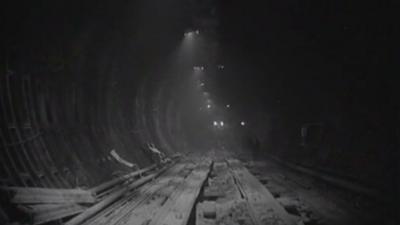 The first Dartford tunnel under construction