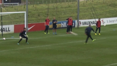 Ravel Morrison scores an incredible volley in training for England U21s