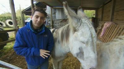 Ricky with a donkey