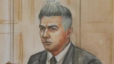 Artist's impression of Ian Watkins in court