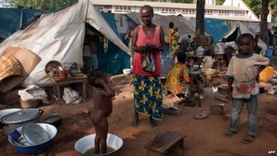 Internally displaced people at camp in Bossangoa