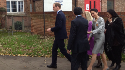 Prince William arrives at the Summerfield Community Centre