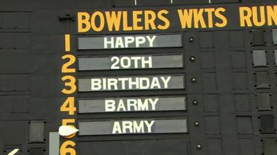 Barmy Army birthday scorecard