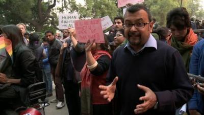 Sanjoy Majumder with gay rights campaigners