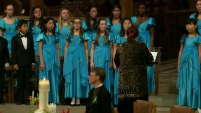 A choir perform at Washington's National Cathedral