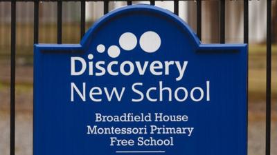 Discovery New School sign