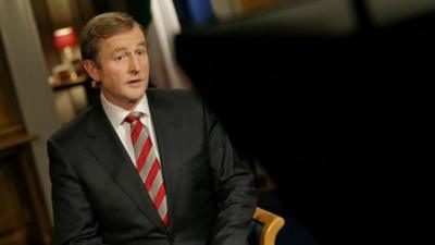 Handout photo of Taoiseach Enda Kenny during the televised National Address in his offices in Government Buildings, Dublin