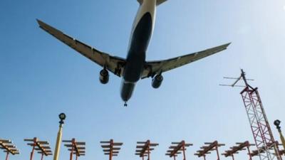 Plane landing at Stansted airport