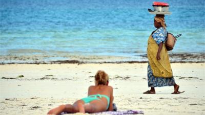 Tourist on a beach