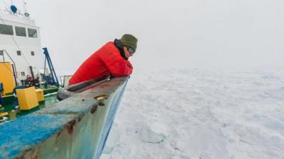 Chris Fogwill on board the Academic Shokalskiy