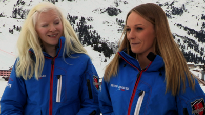 Blind skier Kelly Gallagher and her guide Charlotte Evans