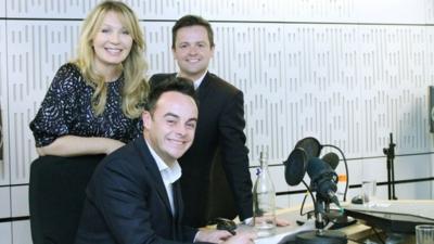 Anthony McPartlin (centre) and Declan Donnelly (right) with host Kirsty Young as they appear on the Radio 4 show Desert Island Discs