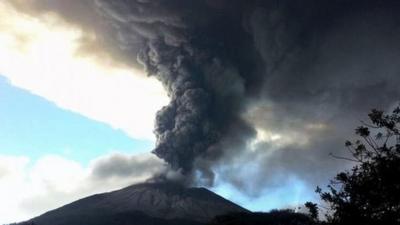 Chaparrastique volcano spewing ash