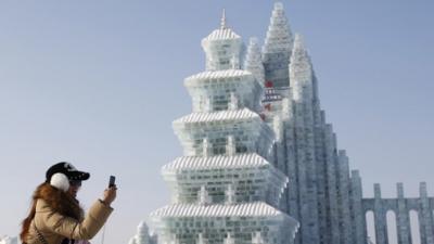 Large snow sculpture at Harbin International Ice Festival