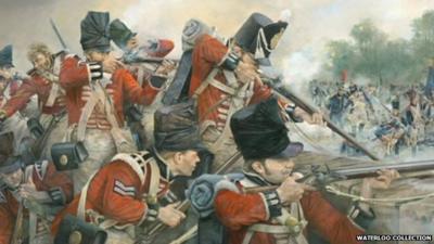 Painting depicting the Battle of Waterloo