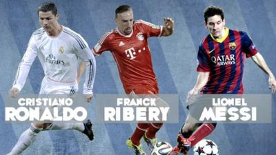 Cristiano Ronaldo, Franck Ribery and Lionel Messi