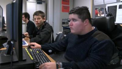 Students at computers