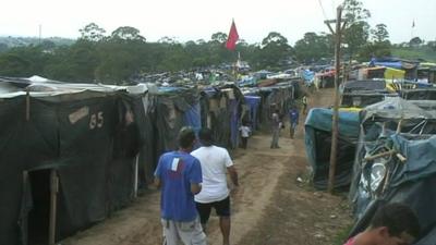 The protest camp in Sao Paulo