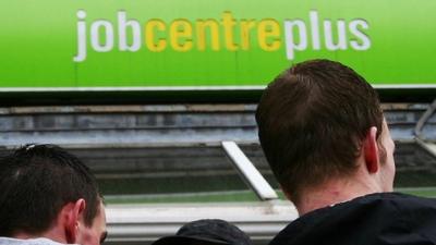 Men outside job centre