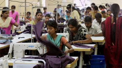 Indian workers of a private garment factory