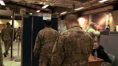 Soldiers at a security check point