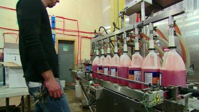 man in cleaning products factory