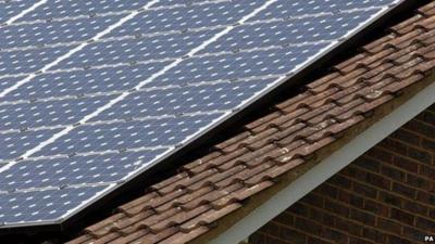 Solar panels on the roof of a house