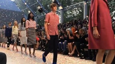 Burberry models on the catwalk