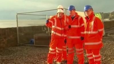 David Cameron in Dawlish with Network Rail engineers