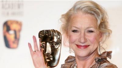 Helen Mirren receiving her Bafta for The Queen in 2007