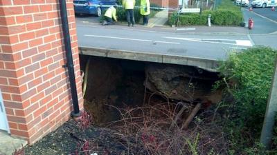 The sinkhole under a road