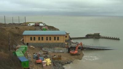 Work on lifeboat station in Porthdinllaen, Gwynedd