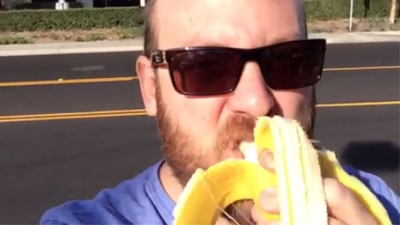 Vine comedian Nick Spears eating a banana