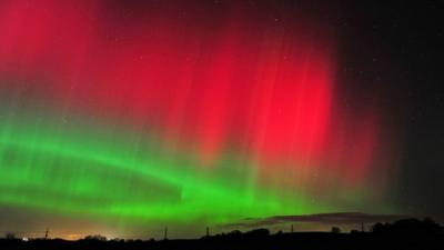 The Northern Lights in Humbie, East Lothian, Scotland