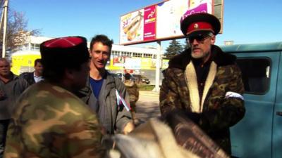 Pro-Russian men in Sevastopol