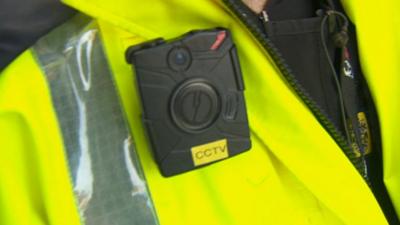 A body camera that is being worn by a Cheshire Police officer