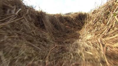 A replica World War one trench in Hampshire