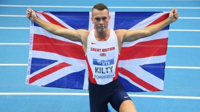 Britain's Richard Kilty sprints to the World Indoor Championships 60m gold