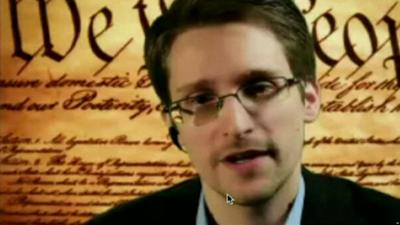 Edward Snowden speaking via video link