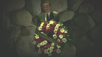 David Cameron prepares to lay a wreath at Yad Vashem holocaust memorial in Jerusalem