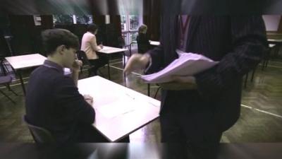 Student sitting GCSE exam