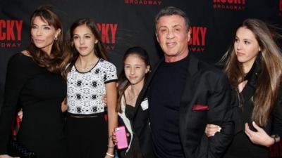 Sylvester Stallone with wife Jennifer Flavin and daughters Sistine, Scarlet and Sophia