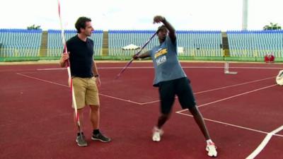 Mark Beaumont with Shakeil Waith in Trinidad & Tobago