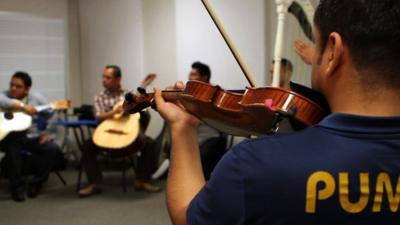 Mariachi music class practicing